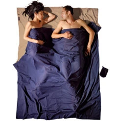 Drap De Sac DOUBLE TRAVEL 100% COTON EGYPTIEN +4°C Bleu-beige COCOON